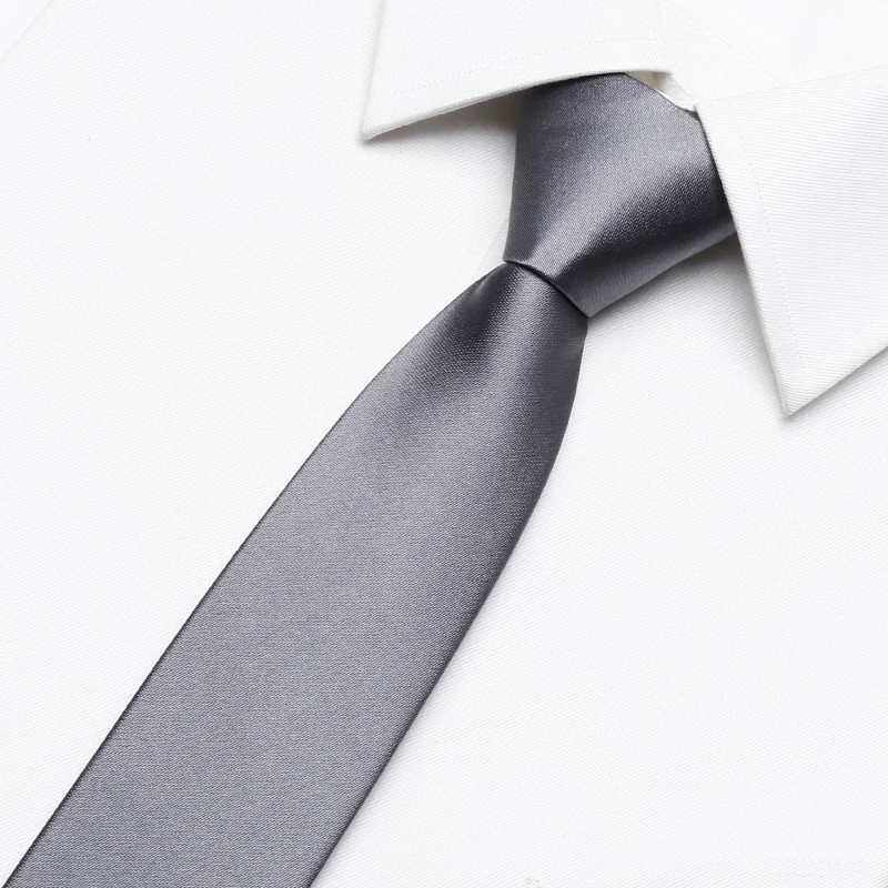 Designer Brand New 6CM Narrow edition Silver Tie For Men Wedding Business Fashion Suit Luxury Polyester Necktie With Gift