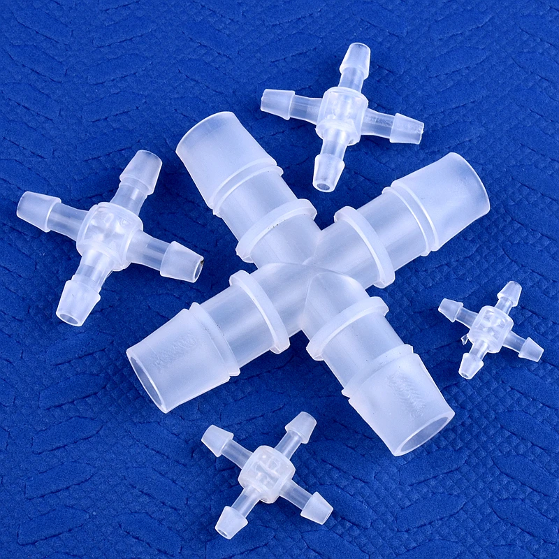 5~200pcs O.D 2.4~12.7mm Plastic Cross Connectors Garden Irrigation Pipe 4-Ways Joint Aquarium Tank Air Pump Hose Pagoda Joints