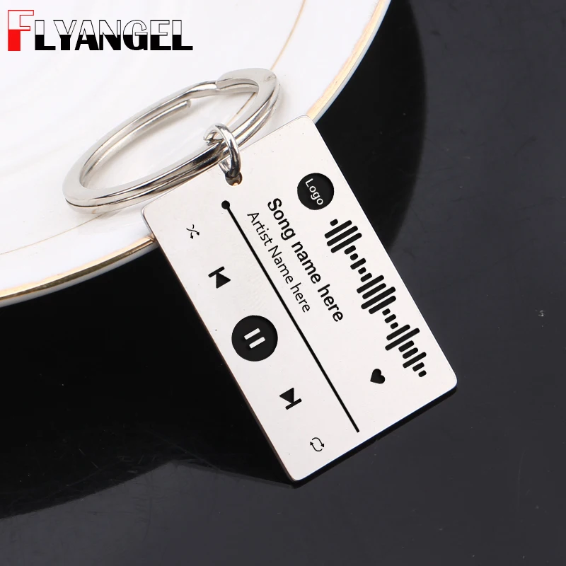 FLYANGEL Engrave Scannable Music Player Keychain Custom Your Favorite Song Code Personalised Wedding,Anniversary,Christmas Gift