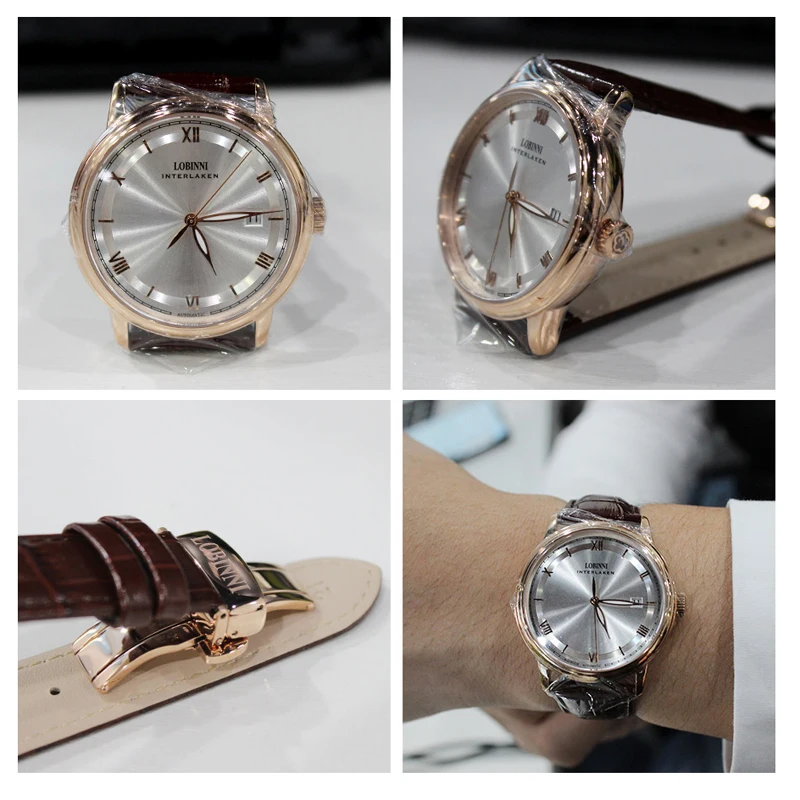 Lobinni novo relógio de pulso mecânico automático masculino vidro safira à prova dwaterproof água 50m relógio luxo movimento gaivota relógios