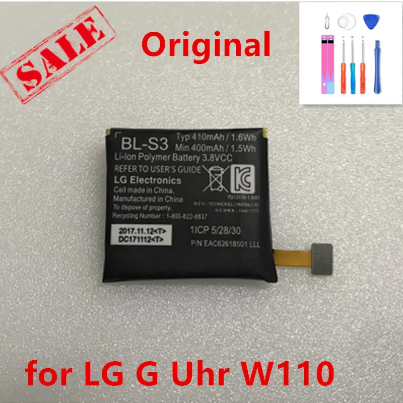 New 410mAh BLS3 Li-Polymer Replacement Battery For LG G Watch R Uhr W110 W150 BL-S3 Original Accumulator