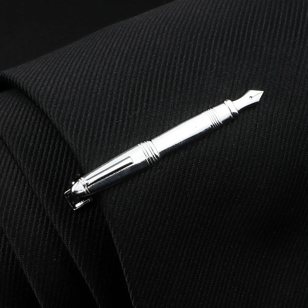 Men\'s Chrome Stainless Tie Clip Fork Spoon Shovel Knife Hammer Arrow Dolphin Shape Metal Tie Clip for Men Necktie Clips Pin Gift