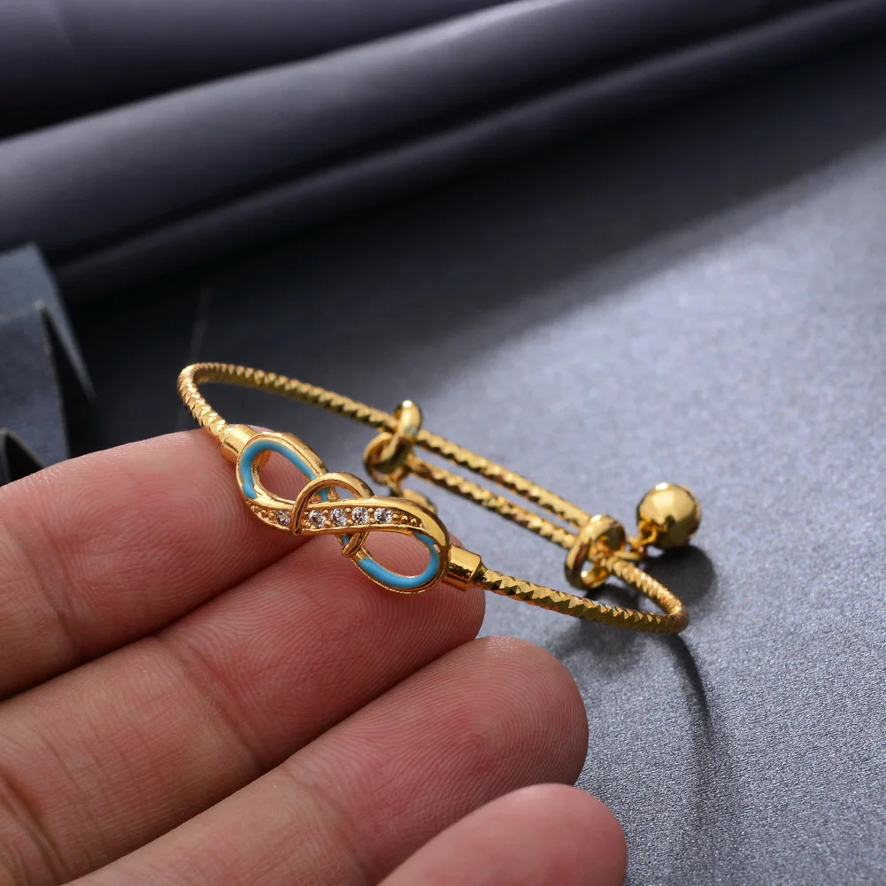 Baby-Armreifen, 4 Stück/Lot, afrikanische goldfarbene Armreifen für Babys und Kinder, Herz-Armband, Artikel aus dem Nahen Osten, Born Lucky Jewelry, Super Friday – Detail 14
