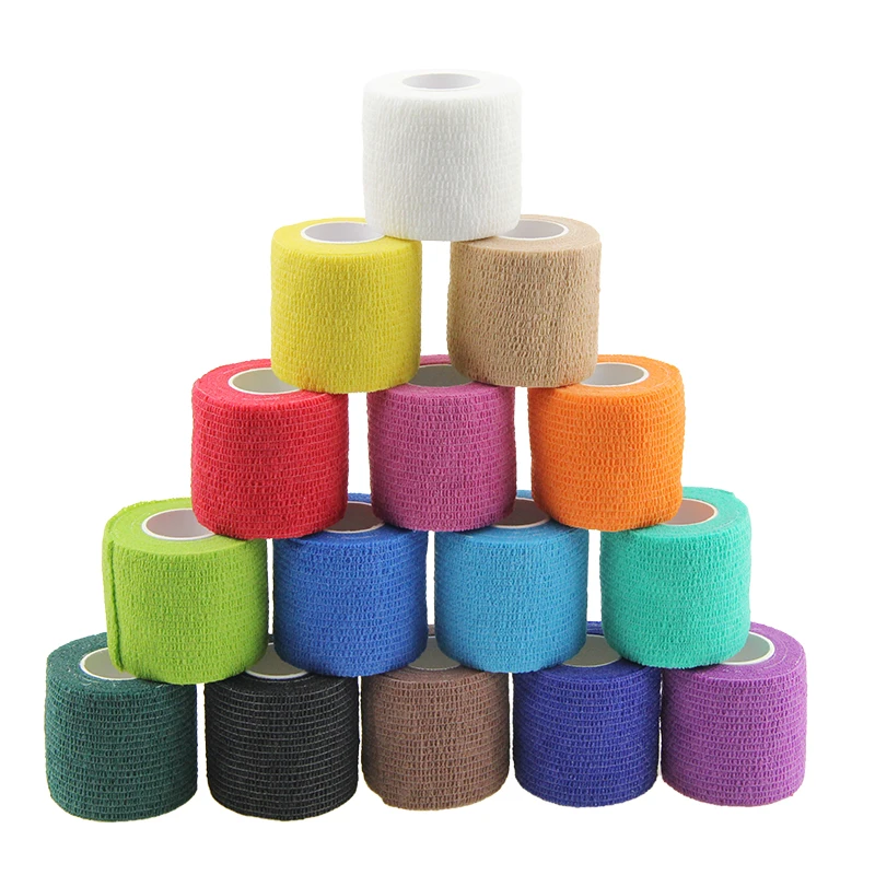 12pcs Self Adherent Wrap Kinesiology Tape Athletic Recovery Medical Roll Taping Muscle Pain Relief