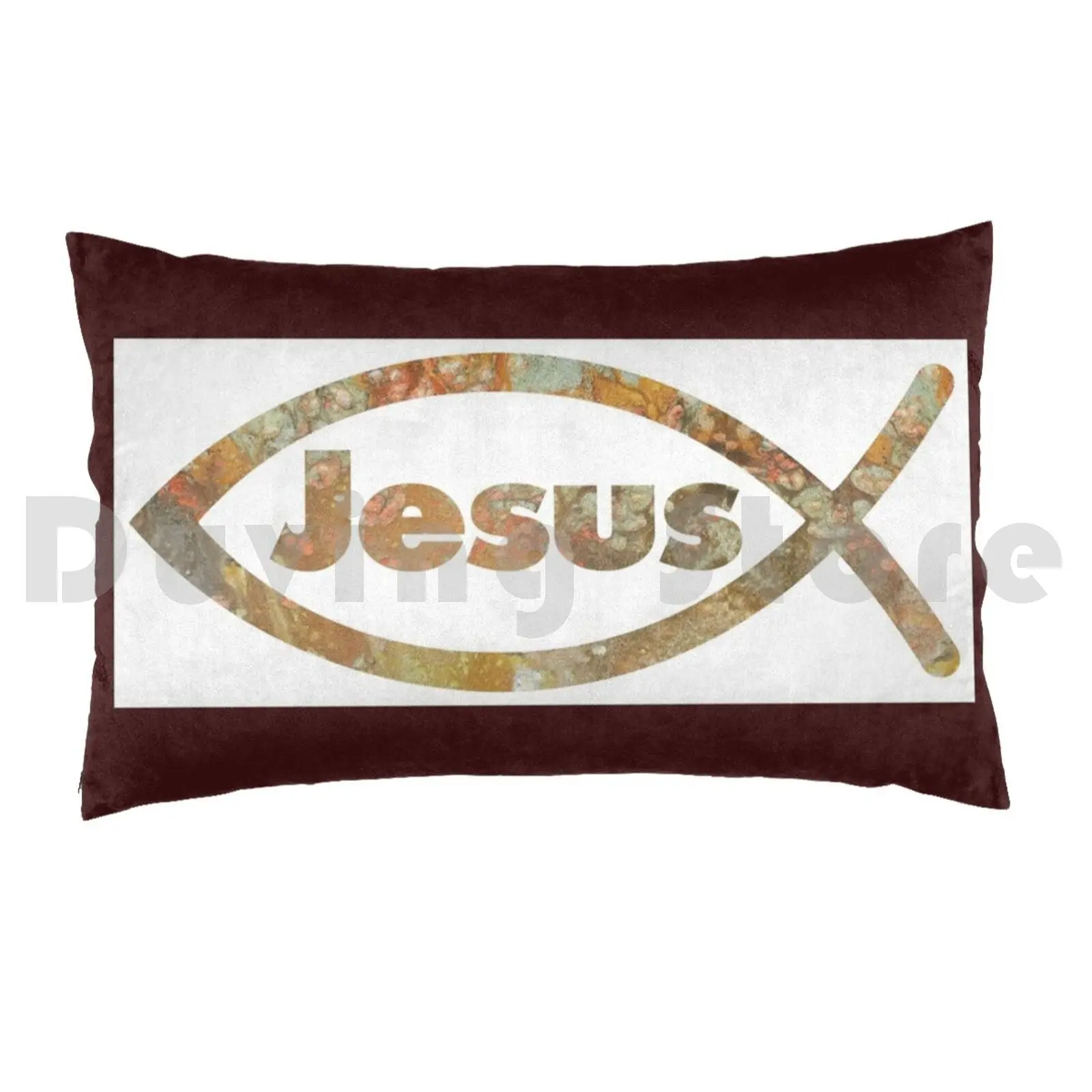 Pillow?case Christian Proclamation Of Faith , Jesus In A Fish Symbol , Elimrest , Christian , Christianity , Religion