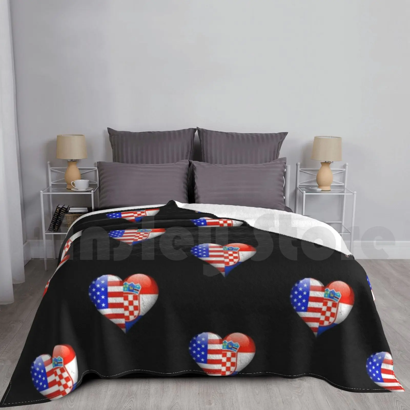 

Croatian Flag Heart-American And Croatia Heart Flag For Croatian Blanket Fashion Custom 2190 Born In