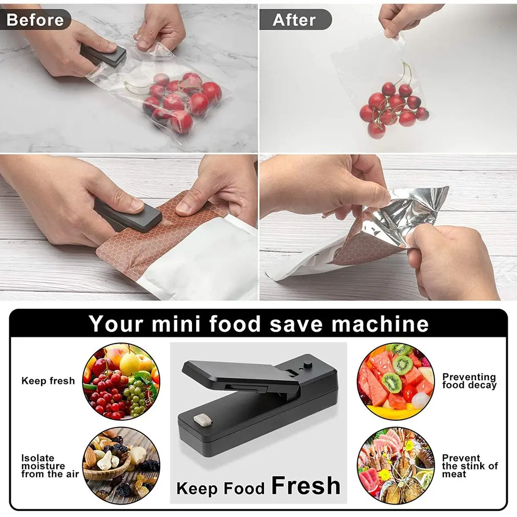 USB Charging Mini Sealing Machine Household Snack Plastic Packaging Bag Heat Sealing Machine Small Sealing Machine
