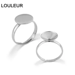10Pcs/lot Stainless Steel Adjustable Blank Ring Base Cabochons Cameo Setting For DIY Ring Jewelry Findings Making Accessories