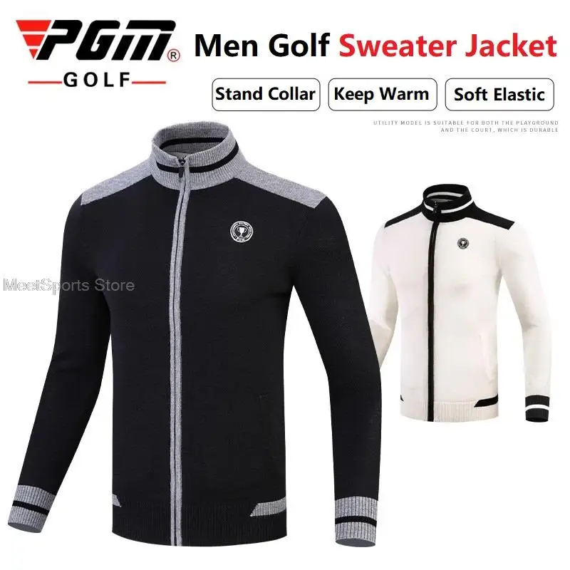 Pgm Golf Men\'S Warm Sweater Male Golf Long-Sleeved Trench Coat Jackets Winter Windproof Sports Jacket Man Full Zipper Sportswear