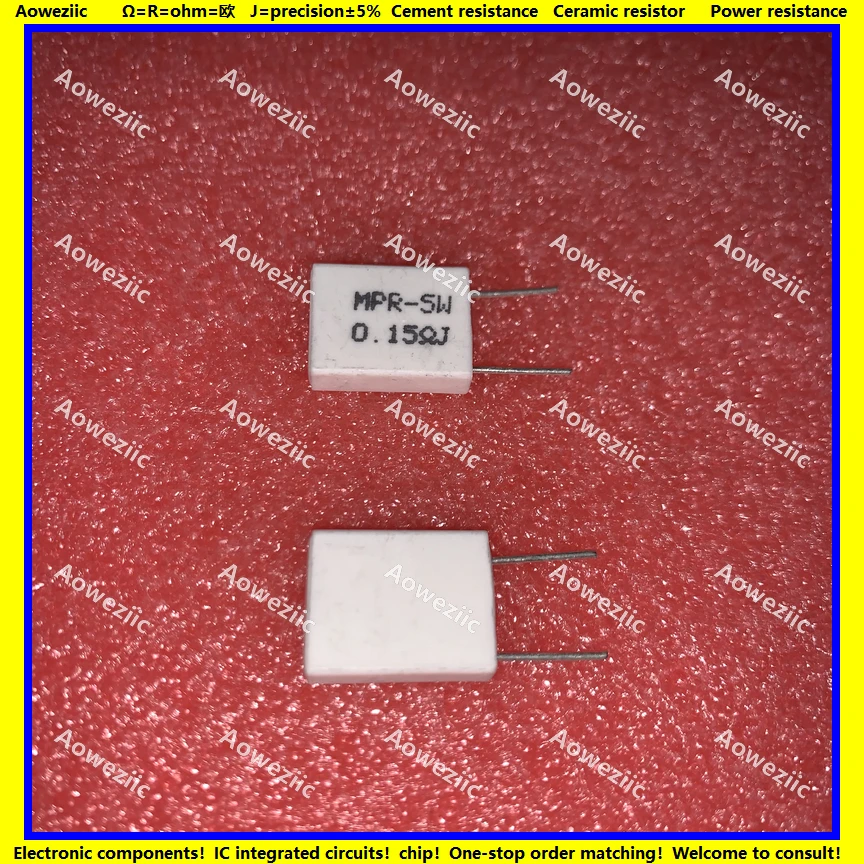 Resistencia de cemento sin inducción, 5W, 0,15 ohm, 5WR15J, R, 0.15RJ, 5W0R15J, resistencia cerámica de precisión 5%, 10 piezas