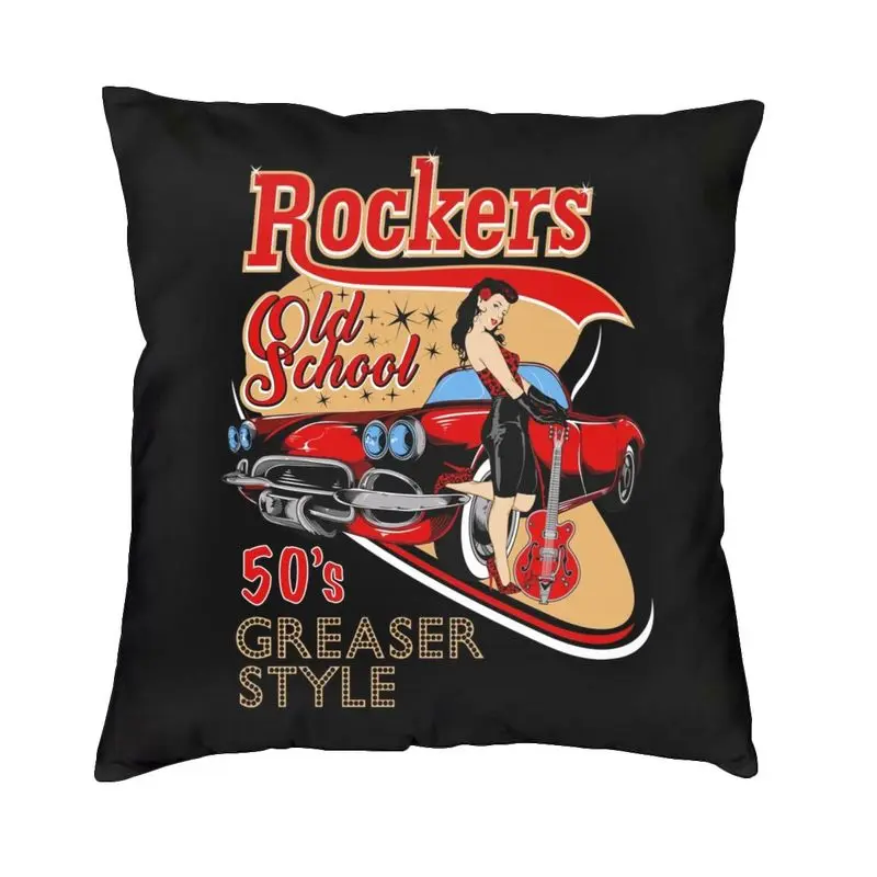 Rockabilly Pinup Vintage 1950s Cushion Covers Sofa Home Decorative Music Pop Square Pillow Cover 40x40 Sofa Cushion