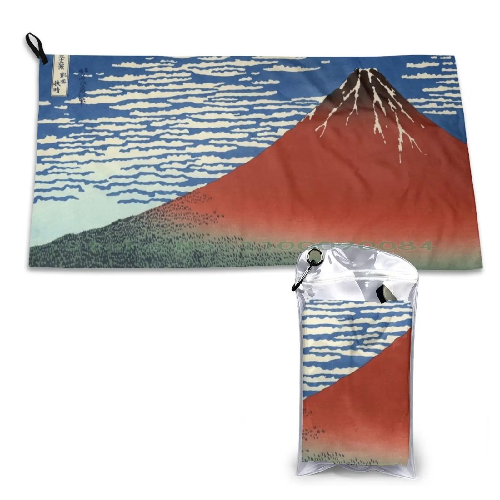 Red Fuji Quick Dry Towel Gym Sports Bath Portable Katsushika Hokusai Thirty Six Views Red Fuji Mount Fuji Japanese Artist Sky