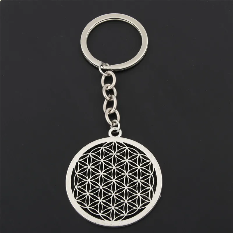 1pc Seed Of Life Charms Flower Of Life Keychains For Women Bag Charms Geometric Charms With Chain DIY Jewelry