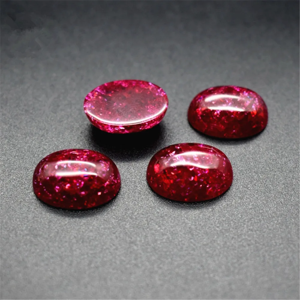 Ruby with Internal Crackle Oval Cabochon Smooth Polished Surface Egg Shape Blood-red Ruby Cabochon Flat Back C70R