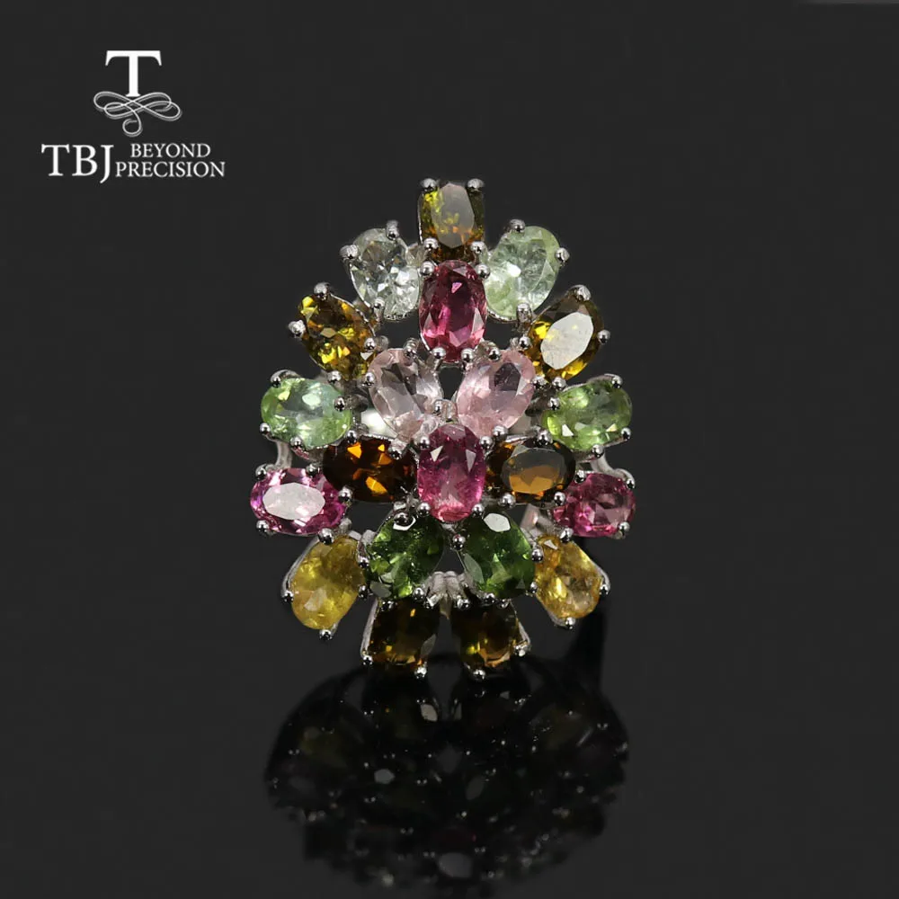 

Natural multicolor Tourmaline ring 925 sterling silver light luxury fashion women's fine jewelry for anniversary or party wear