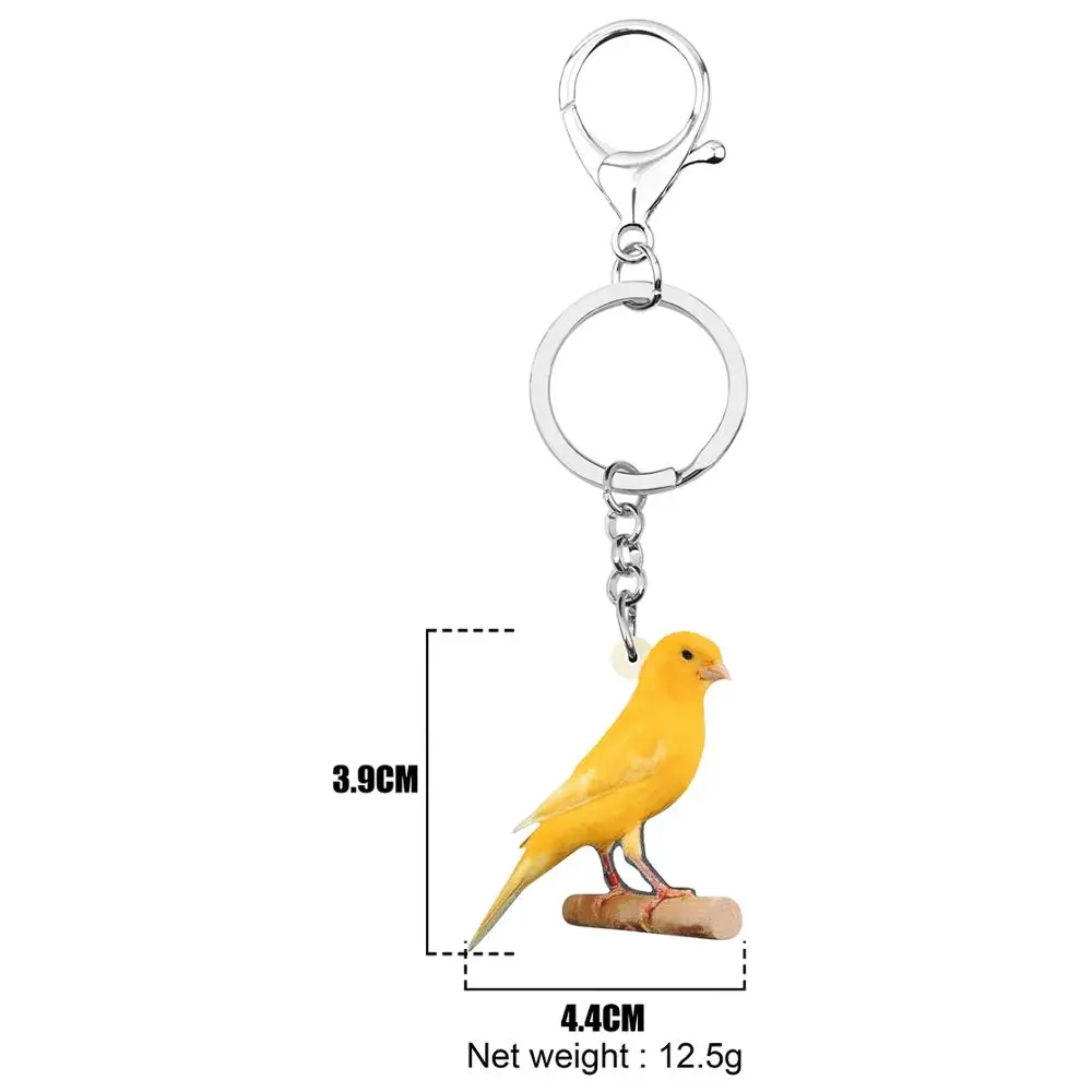 Bonsny Acrylic yellow Canary Key Chains Bird Key Rings Bag Car Purse Decorations Keychains  For Women Girls Teen Men Charms Gift