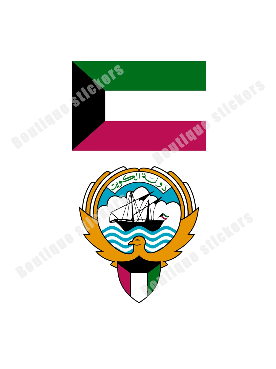 Kuwait Flag National Emblem Sticker Cover Scratch Waterproof Sunscreen Anti-UV Popular High Quality Car Sticker Decoration