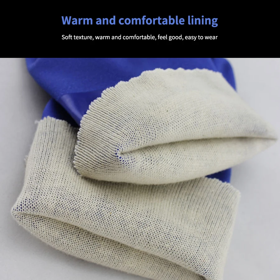 Oil Resistant Gloves Acid Alkali Resistant Blue Lining Cotton Industrial Safety Protective Gloves hazardous chemical 1pair