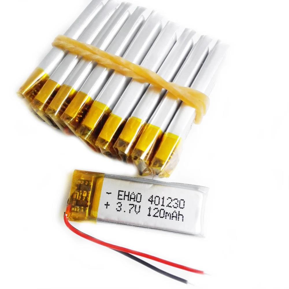 

wholesale 10 pcs 120mAh 3.7V Lithium Polymer LiPo Rechargeable Battery 401230 For Mp3 DVD Bluetooth Headphone Smart Watch MP4