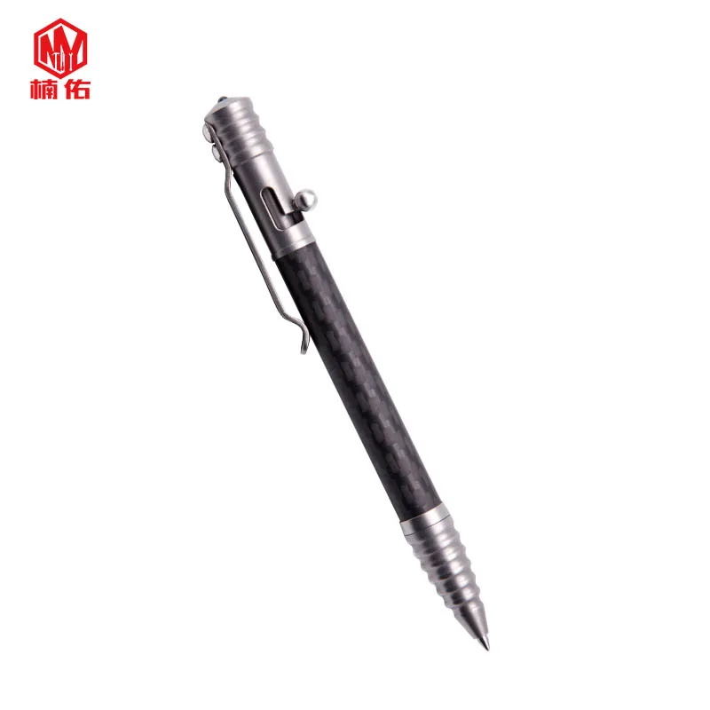 

1PC Titanium Alloy Carbon Fiber Pen Bolt Spring Press Signature Writing Pen Outdoor EDC Broken Window Multi-tool Tactical Pen