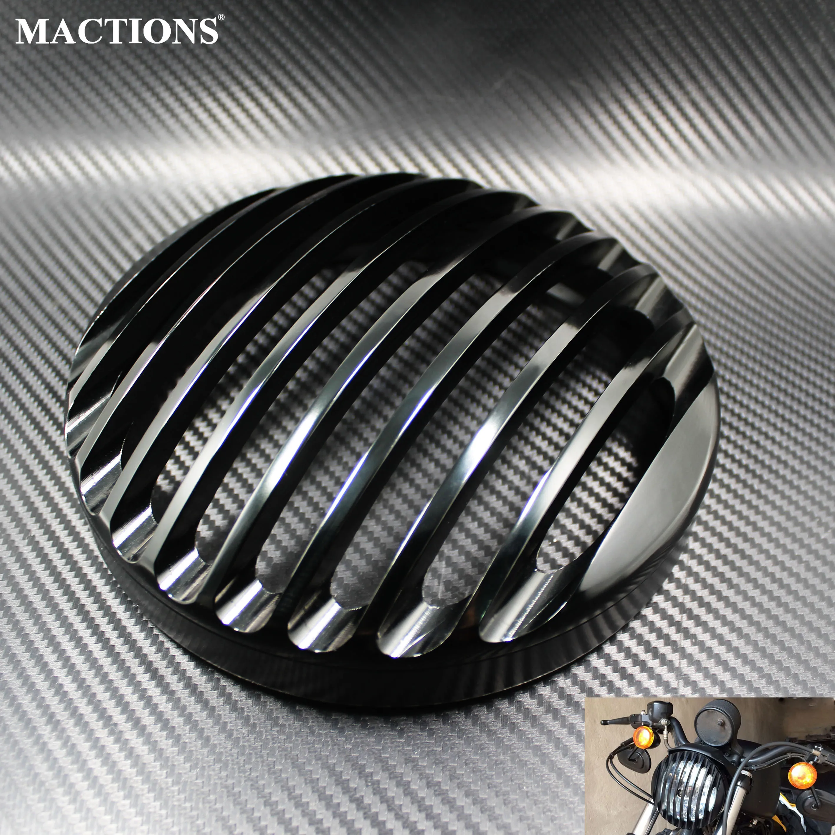 

Motorcycle 5.75" CNC Led Headlight 5 3/4" Headlamp Grill Cover For Harley Sportster XL 883 Iron 1200 2004-14 Custom XL1200C