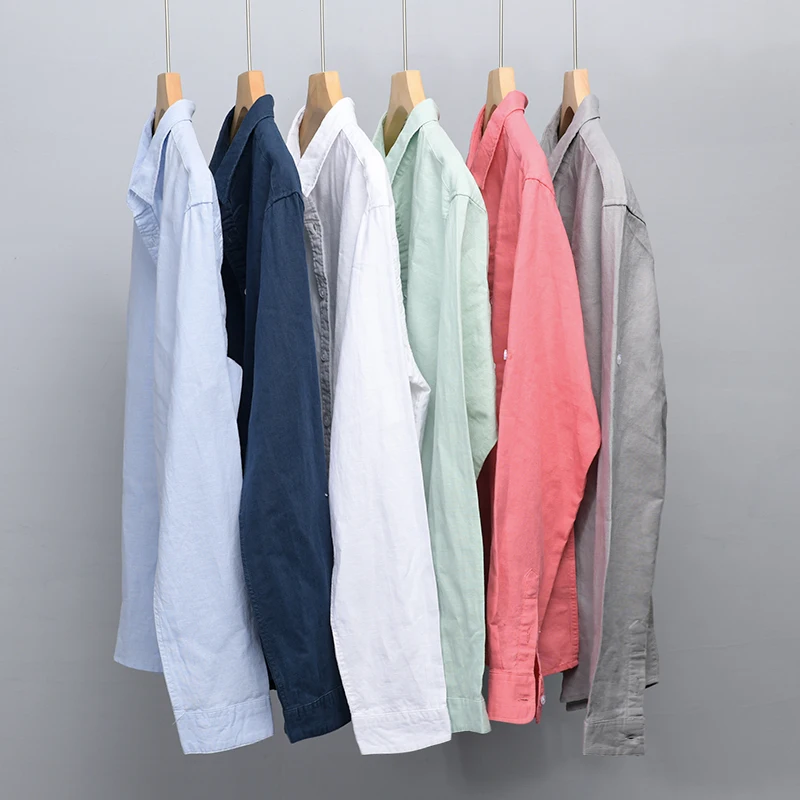 New Designer Long Sleeve Linen Brand Shirts Men Casual Fashion Comfortable 7 Colors Tops Clothing Camisa Masculina Chemise