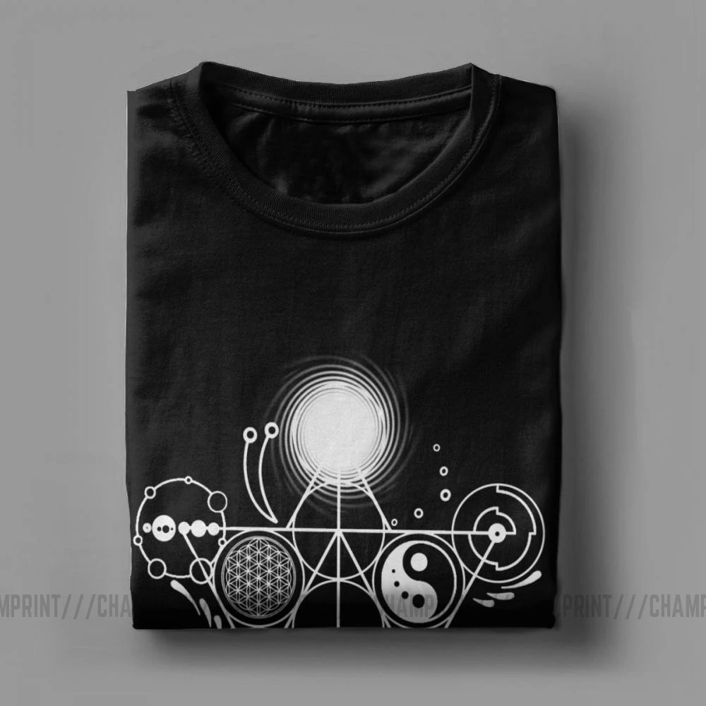 Sacred Crops T-Shirts for Men flower of life 100% Cotton  Geometry Magic Mandala Crop Circles  Manafold psychedelic fractal mind