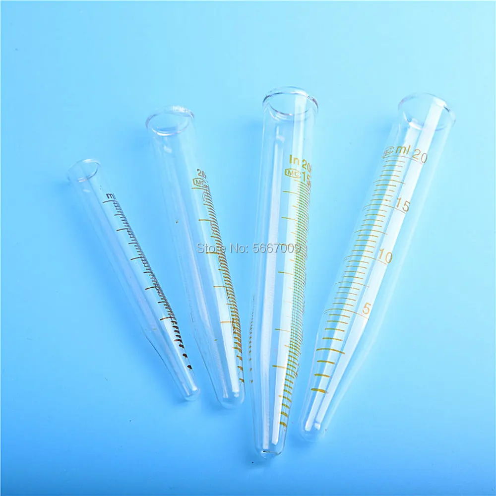 10pcs/lot Lab Graduated V-shape bottom 5ml 10ml 15ml 20ml  glass Graduated centrifuge tube