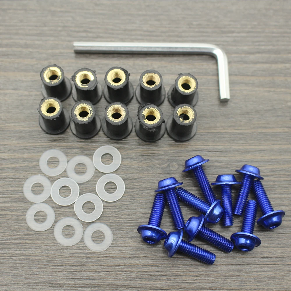 Fotografia 5: Kits de parafusos para para-brisa de motocicleta, 10 tamanhos de 5mm, universal, para kawasaki honda e yamaha