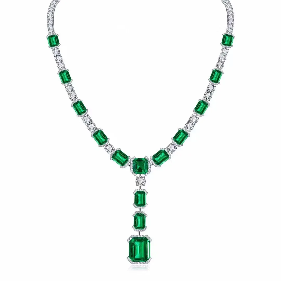 Pirmiana Luxury 9k Gold Necklace 29.8ct Muzo Green Color Lab Grown Emerald Gemstone Fashion Jewelry Women Party Gifts