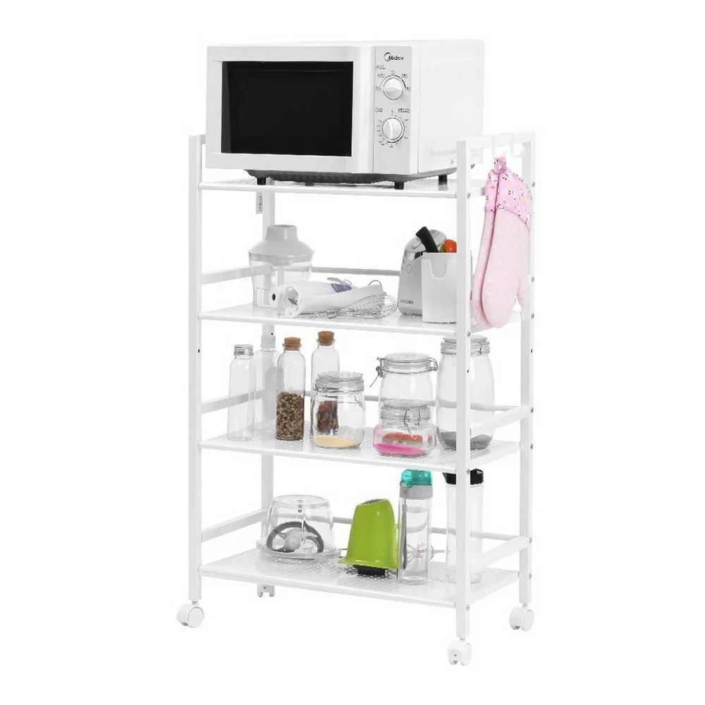 Widen 4 Tiers Multi-functional Storage Cart  Kitchen Cart Ivory White US Warehouse