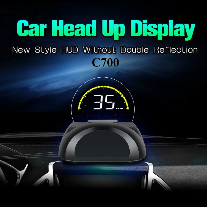 HD HUD OBD GPS Digital Head Up Display Speed Mileage RPM Display Over Speed with Alarm Driving Fatigue Proejctor C700S C700