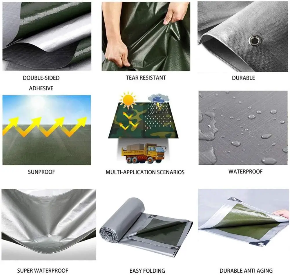 Heavy Duty Waterproof Tarp Sheet Cover with Eyelets-UV Block Waterproof Rain Cover for Garden Trampoline Wood Car Camping