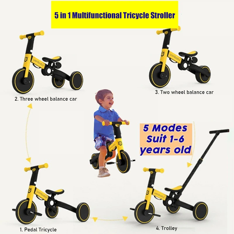 5 in 1 New style Multifunction Child Tricycle Children\'s Balance Bike Kids For Bicycle  stroller Toddler Scooter 1-5 years old