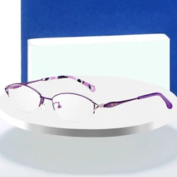Fashion women metal alloy glasses frame eyeglass frame Flexible Optical Glasses Frame Prescription Eyewear Half Rimless Women
