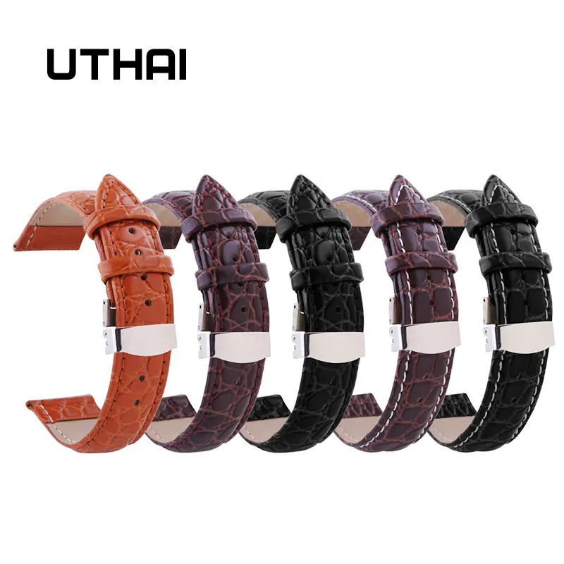 UTHAI B04 Watchband 18mm 19mm 20mm 21mm 22mm 24mm Calf Leather Watch Band Alligator Grain Watch Strap for Tissot Seiko