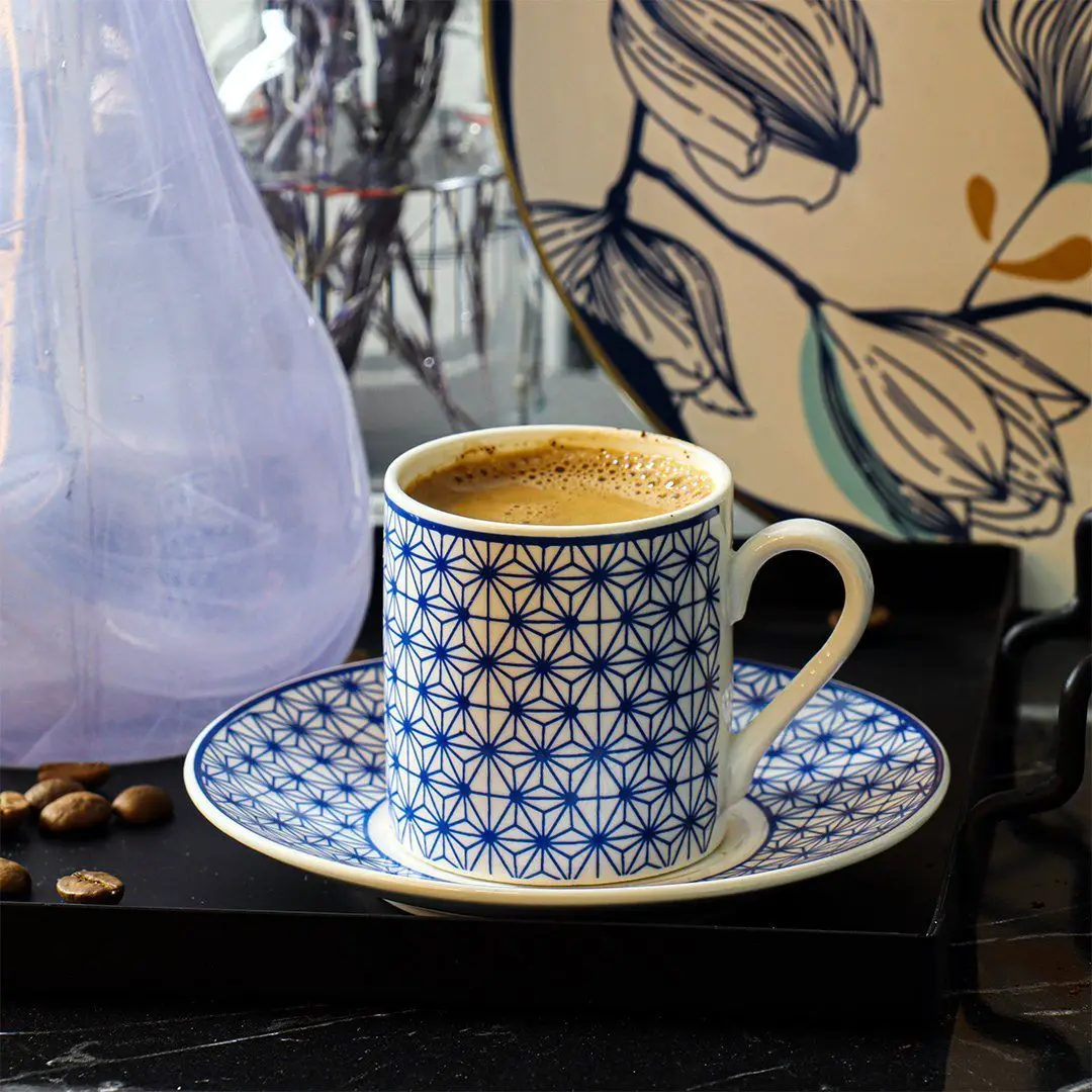 DOLBOVI Porsima Minerva 12 Piece Porcelain Turkish coffee cup Pad Blue mug кружка coffee cup cup