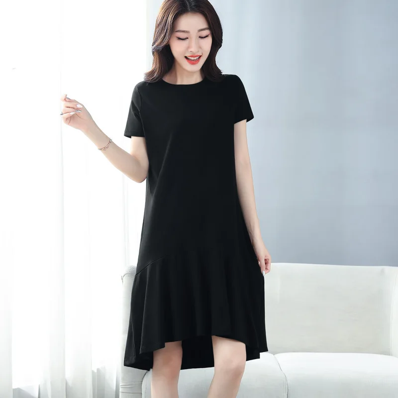 

Spring summer Woman Cotton Soft Short Sleeve V-NECK Dress Casual Satin Sexy Camisole Elastic Female Home Beach Dresses