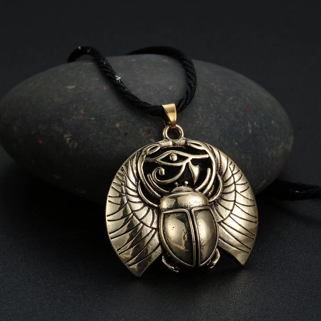 Cxwind Retro Egyptian Egypt Scarab Necklaces Vintage Charm Chafer Pendant Necklace Choker Collier For Women Men Runes Jewelry