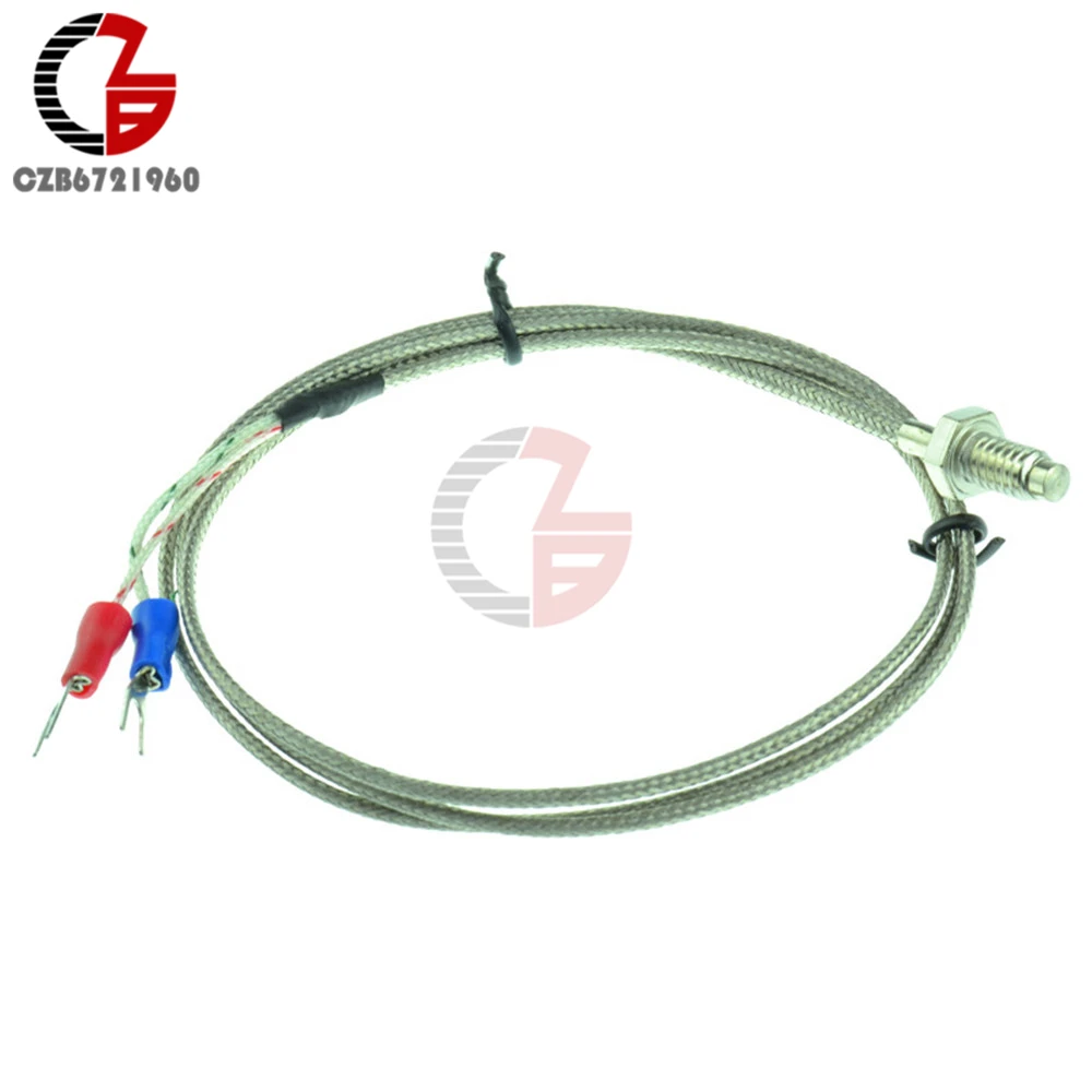 1M 2M PT100 M6 M8 K Type Screw Thermocouple Temperature Controller Sensor Probe 0-800C Stainless Steel Thermal Detect Sensor