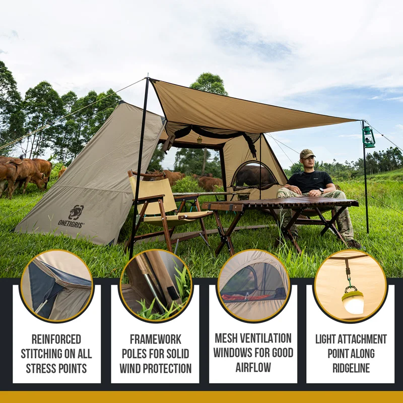 OneTigris SOLO HOMESTEAD CAMPING TENT Single Shelter With Tent Poles for Bushcrafters & Survivalists Hunting Hiking