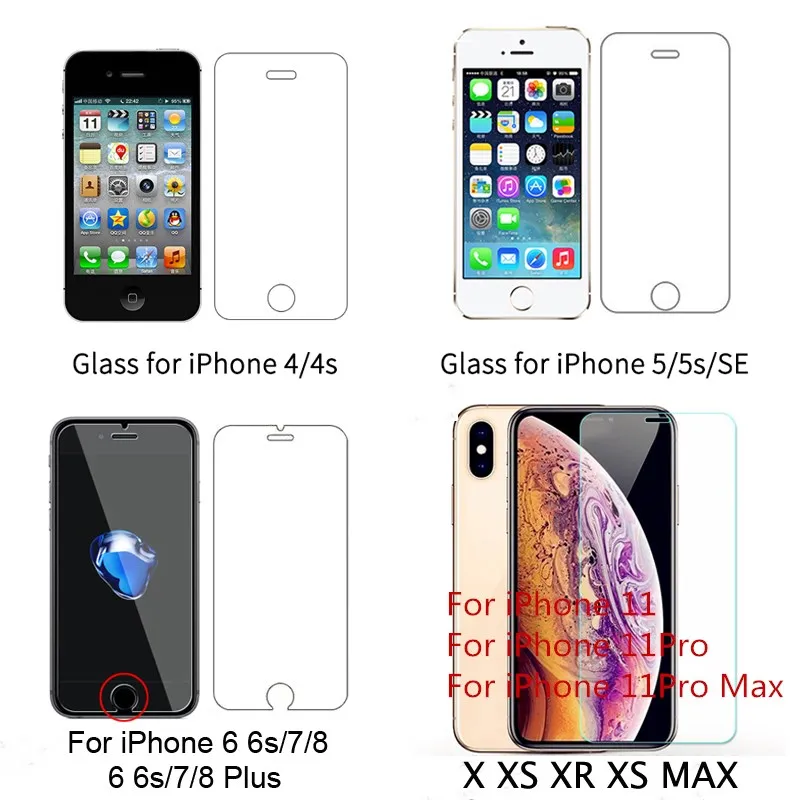 50Pcs Tempered Glass For iPhone XR X XS MaX 11Pro Max 12 13Pro Screen Protector Film for iphone 6 6s 7 8 Plus 5 5s SE 2020 Glass
