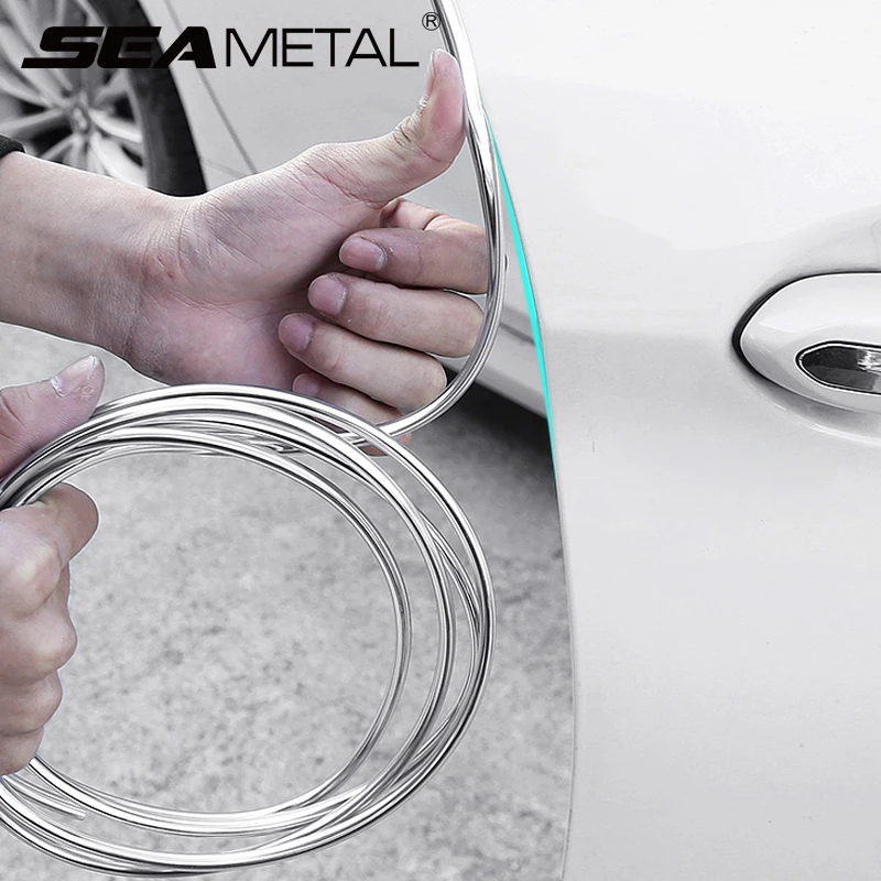 Auto Tür Rand Protector Streifen 10m PVC Gummi Chrom Streifen Anti Scratch Innen Dekoration Trim Für Tür Air Outlet dichtung Streifen
