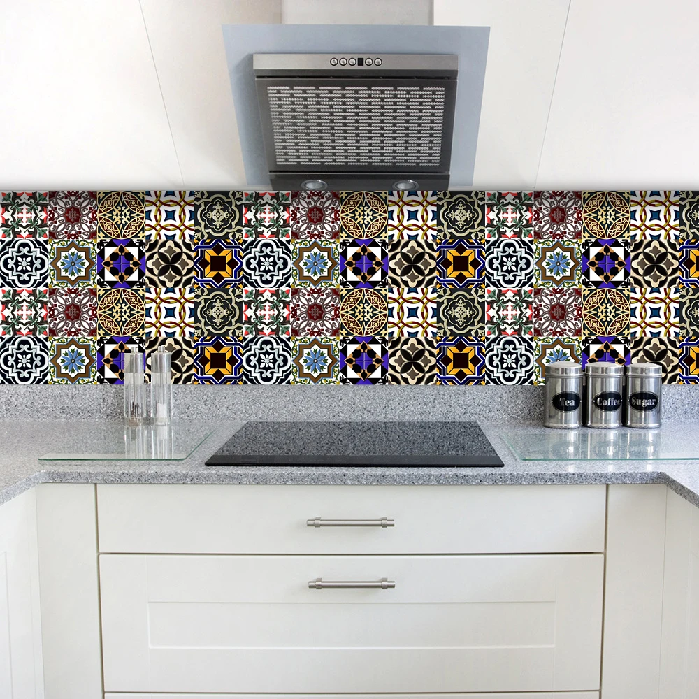 Adesivo per piastrelle in stile marocchino cucina backsplash armadio bagno adesivi murali decorazioni per la casa carta da parati autoadesiva