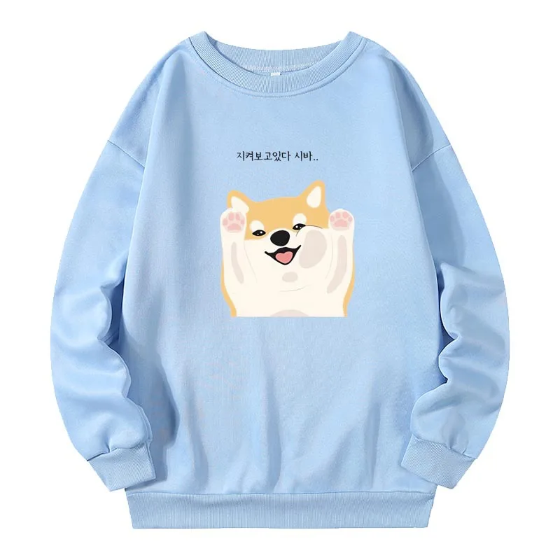 Sudadera con capucha de estilo Hip Hop para hombre y mujer, Jersey informal de terciopelo, ropa de calle Harajuku de gran tamaño, estilo Kpop, Shiba Inu