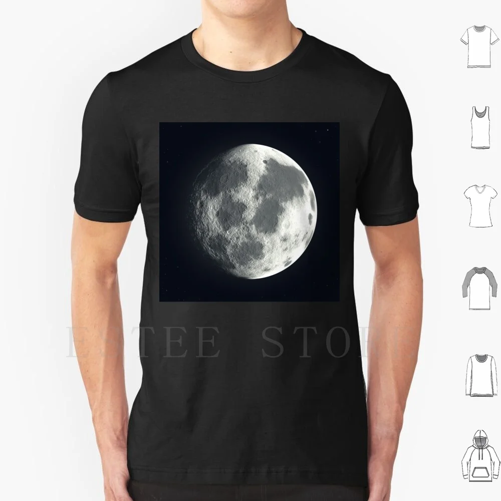 Universe Planet Moon Phase T Shirt Print Cotton Planet Moon Universe Galaxy Planet Moon Star Universe Galaxy Black White Crater