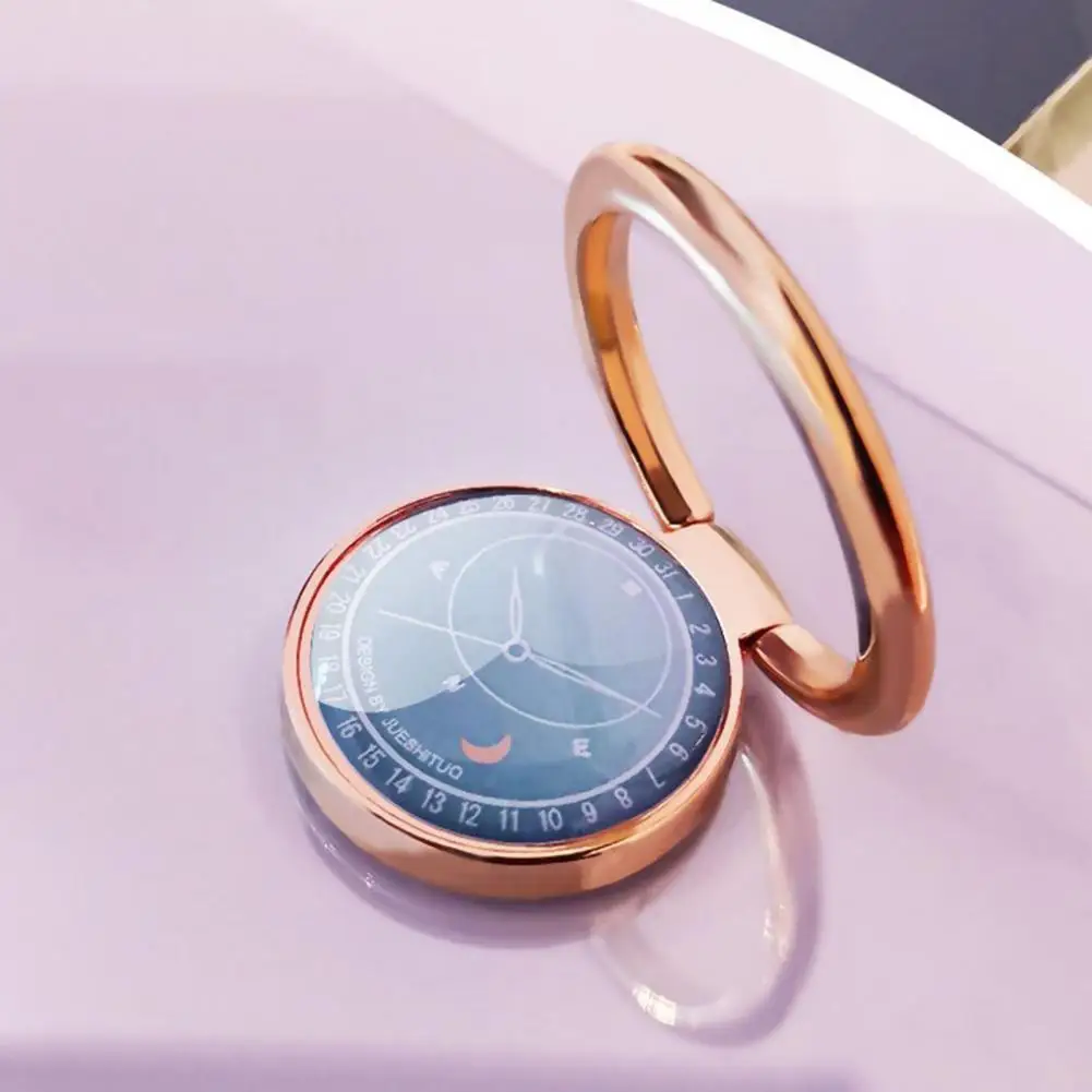 Finger Ring Holder Clock Shape 360 Degree Rotation Mini Metal Universal Mount Bracket for Mobile Phone