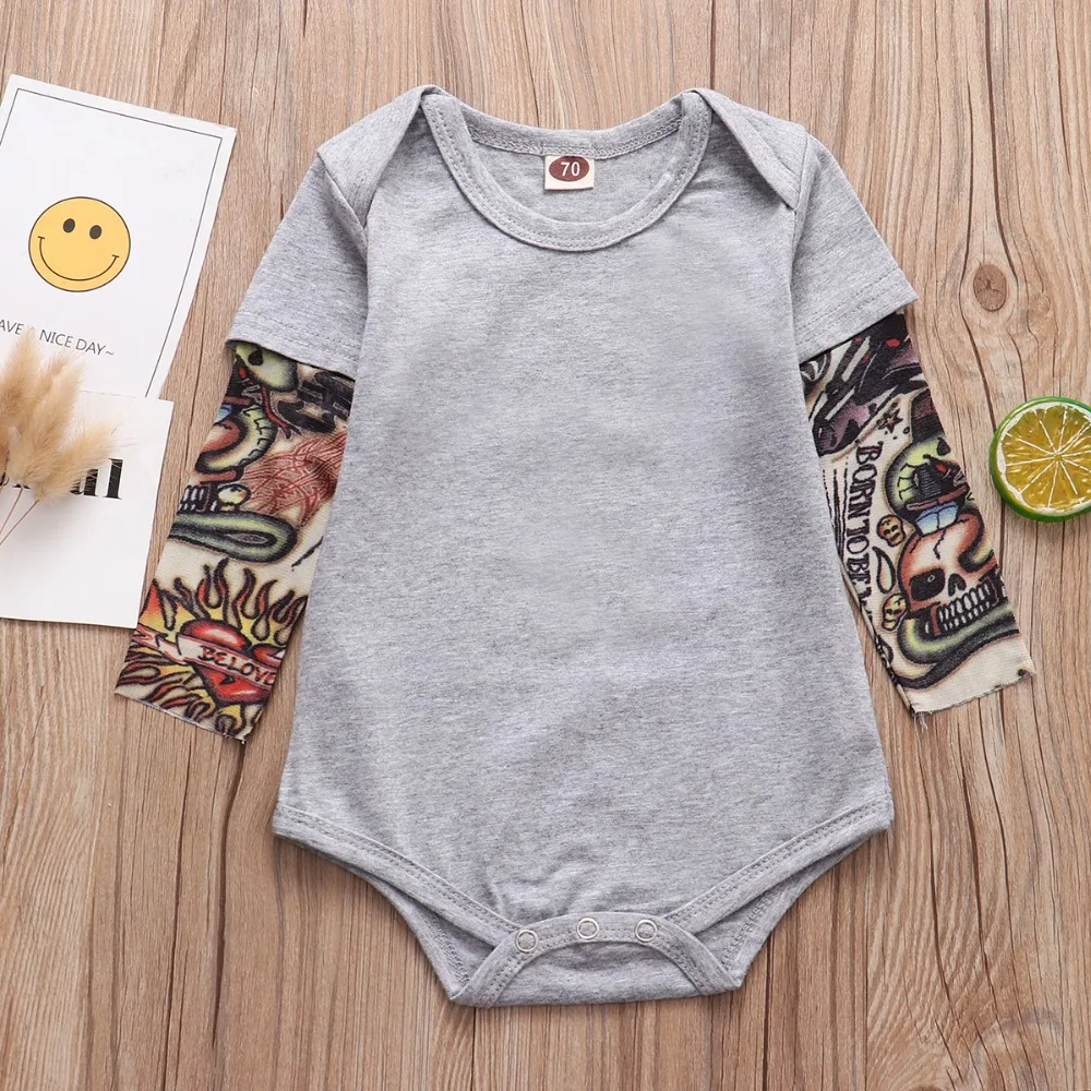 Baby Boy Clothes Newborn babe romper 2023 Tattoo sleeve Jumpsuit 3-24 Months Children\'s clothing