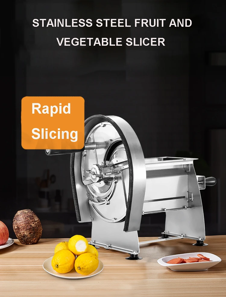 CANDIMILL Manual Vegetable Fruit Slicer Potatoes Lemon Cutter Cutting Slicing Machine  Adjustable Slice Thickness