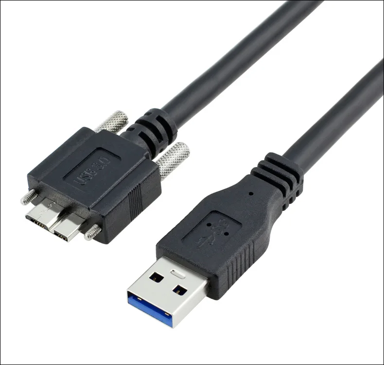 2m/3 3.0 m USB A/M para Micro B/M com Duplo Parafuso De Fixação Do Cabo SuperSpeed Suportado, USB3 Visão Da Câmera Compatível